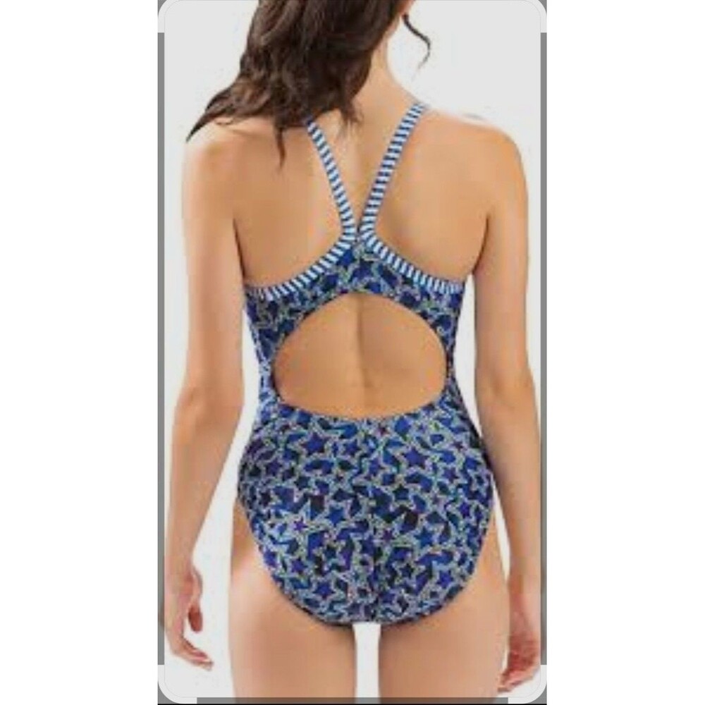 Dolphin Women's Uglies Multicolor Star Spangled V-back 1 Piece Swim Sz 30 New